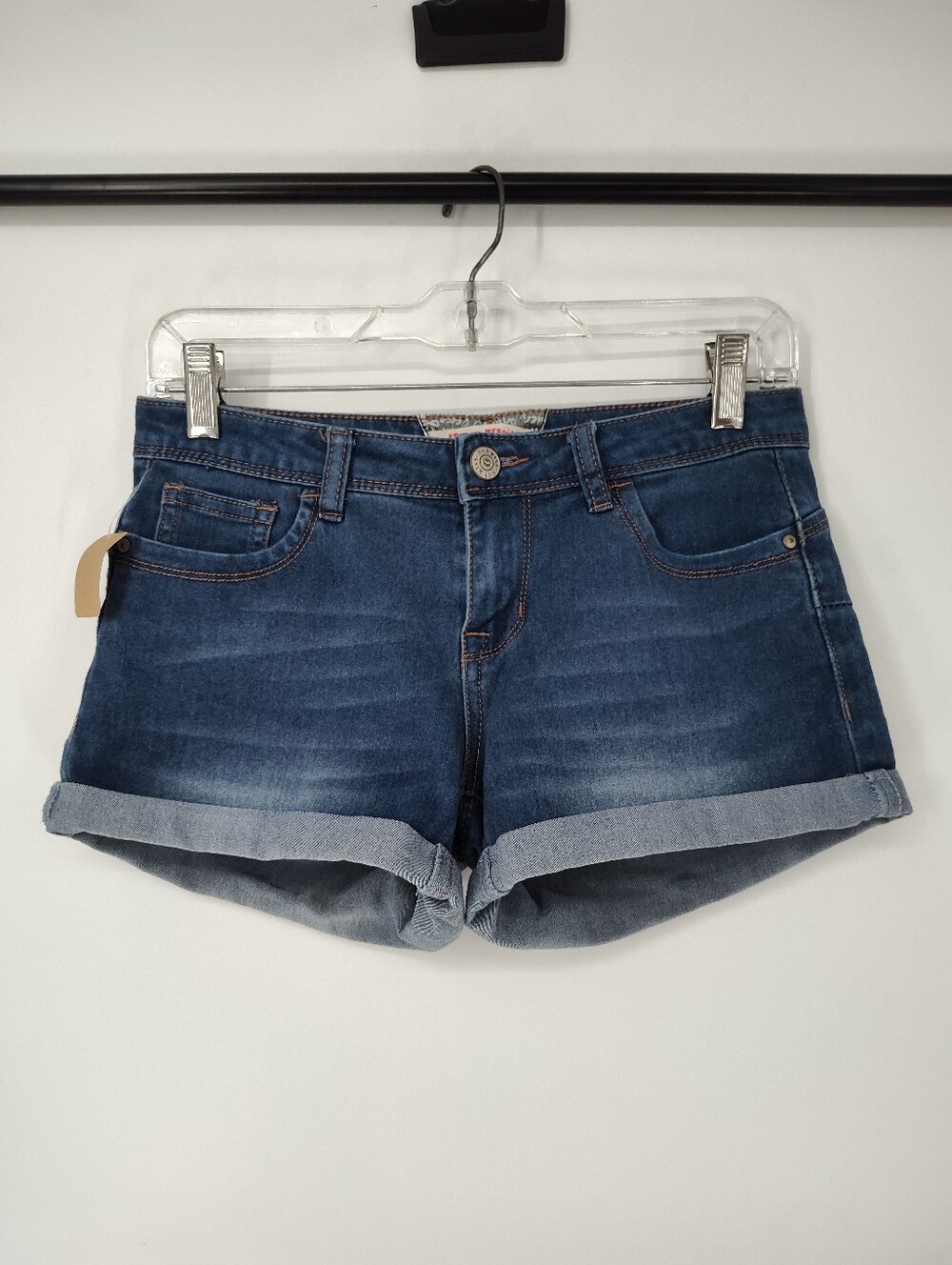 Hot Kiss Women's Dark Blue Rolled Cuff Denim Shorts Size 5